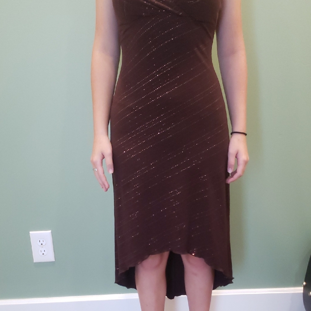 City Triangles Brown High Low Dress